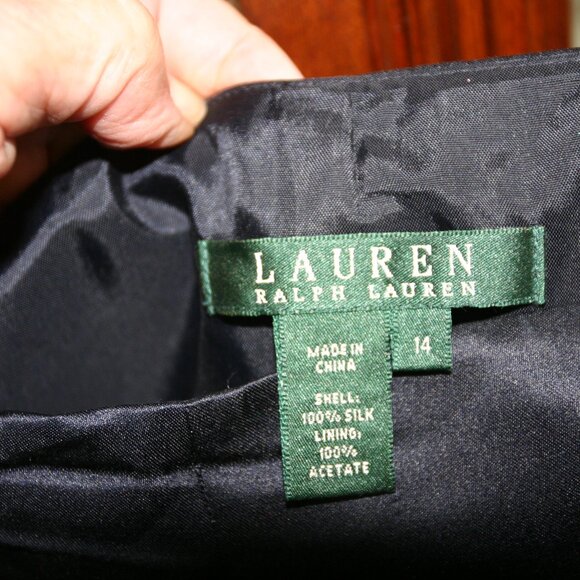 Lauren by Ralph Lauren navy silk maxi skirt, size 14 - Picture 2 of 3